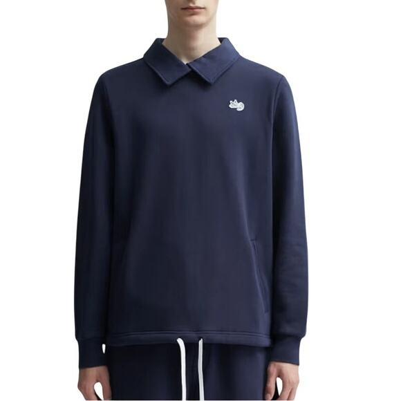 Puma x Noah XL Mens Collar Sweatshirt Navy Collab Cotton Logo Drawstring - Picture 1 of 12